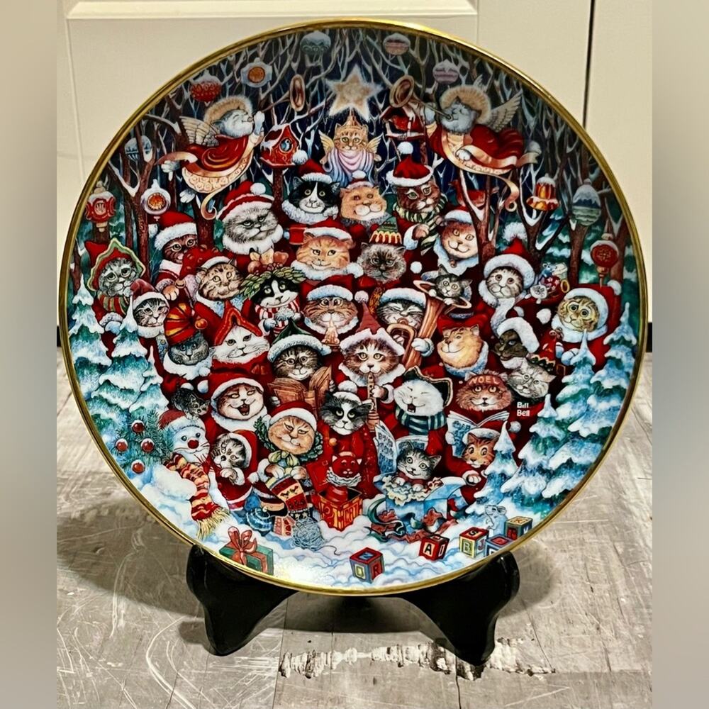 Vintage Santa Claws collectable limited edition cat plate